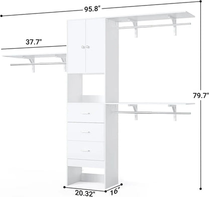 Walk In Closet System with Doors & 3 Shelving Towers