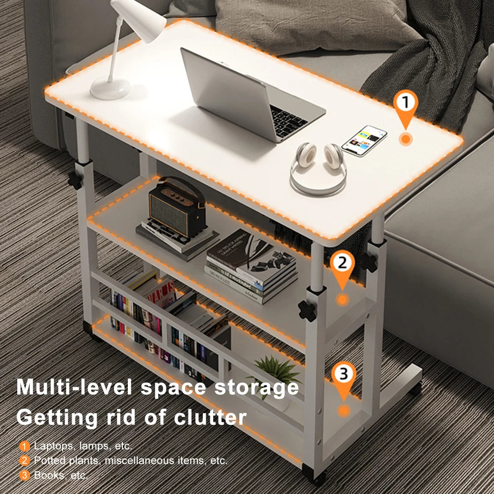 Height Adjustable Multi-Layer Standing Wooden Computer Desk Workstation for Home Office
