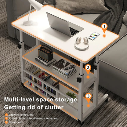 Height Adjustable Multi-Layer Standing Wooden Computer Desk Workstation for Home Office