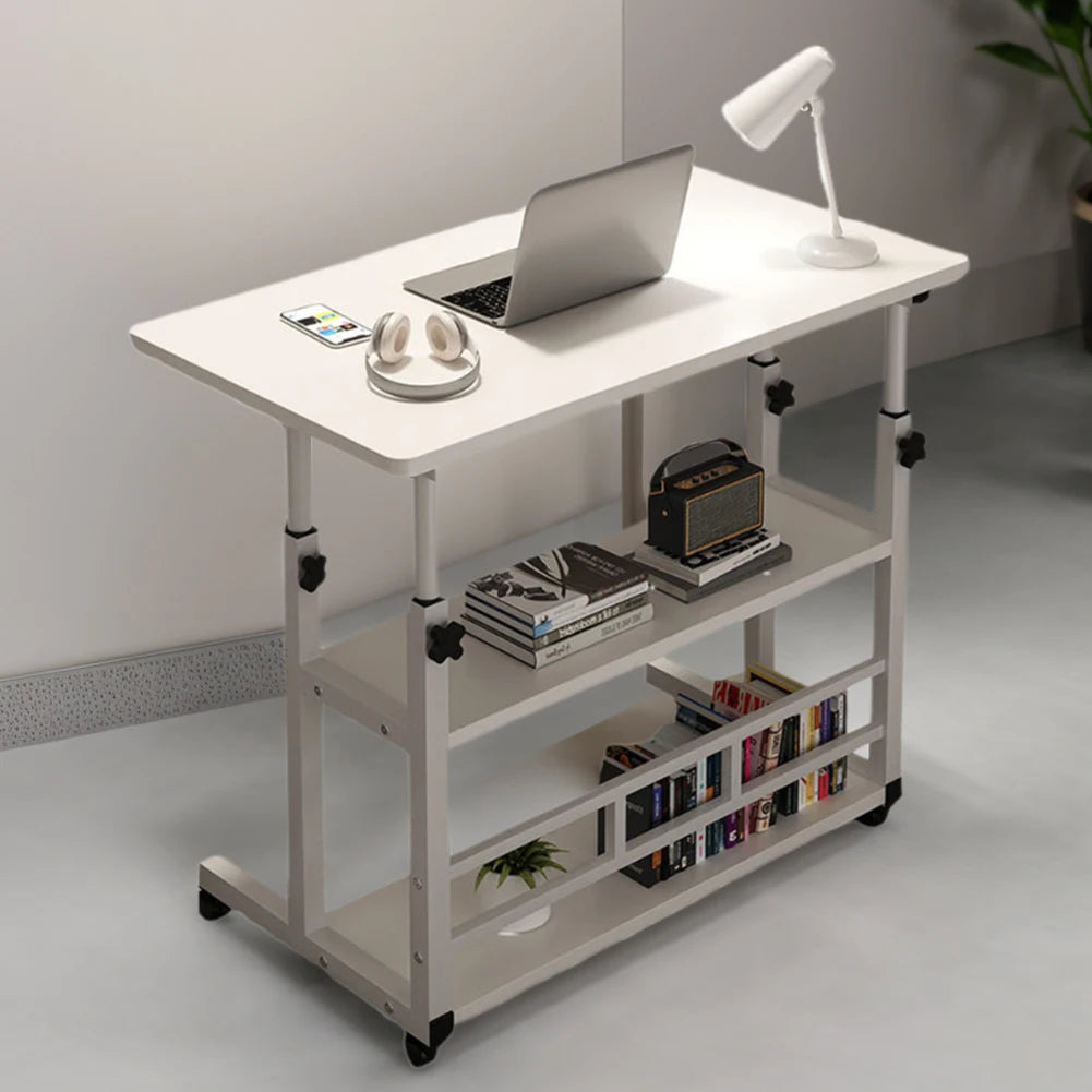 Height Adjustable Multi-Layer Standing Wooden Computer Desk Workstation for Home Office