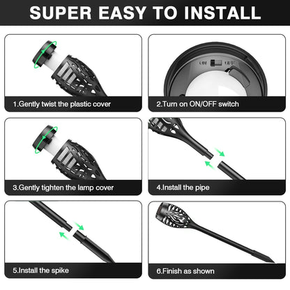 4/6/8/12Pcs Solar Powered Flickering Flame LED Torch Light