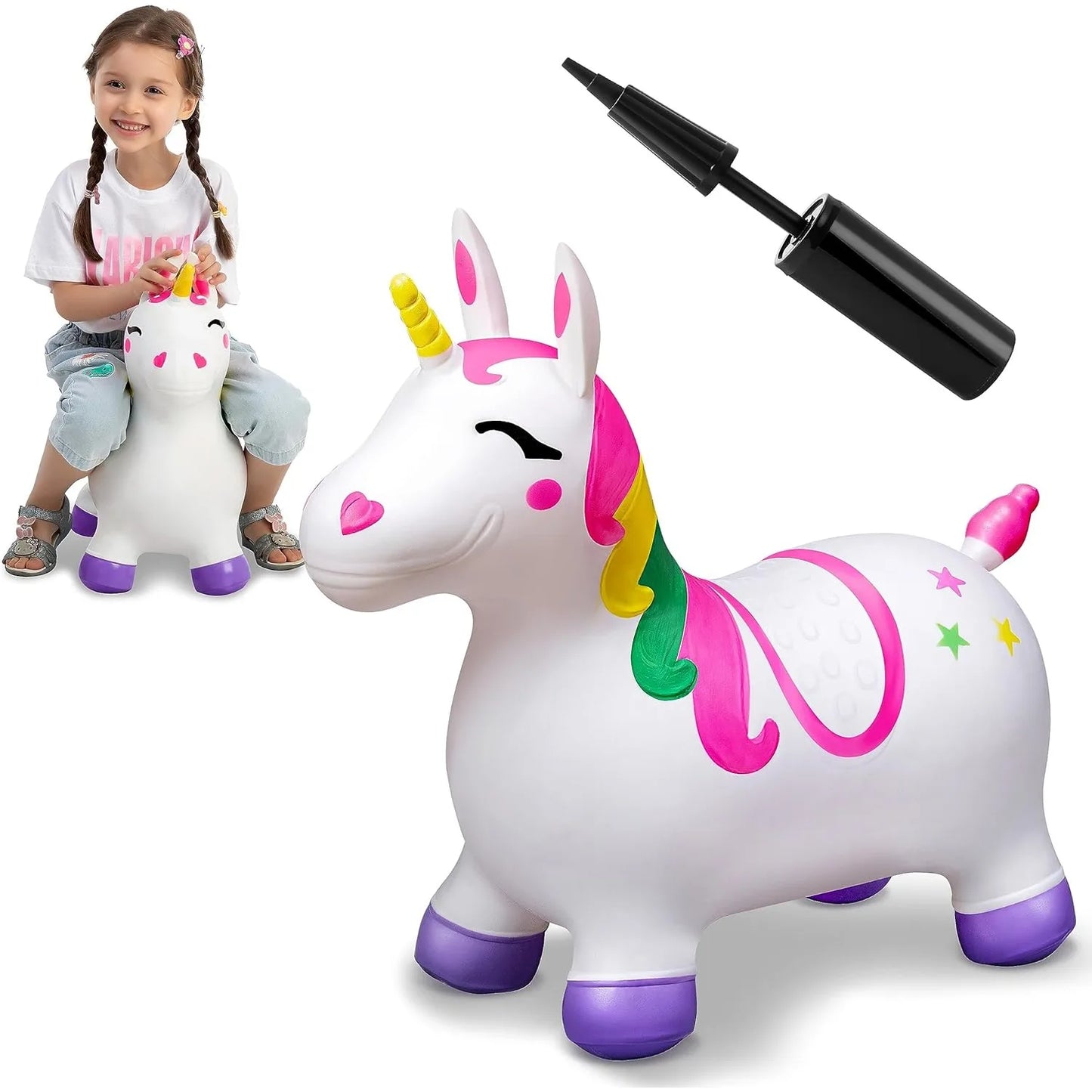 Kids Bouncy Unicorn Horse Ride On Toy
