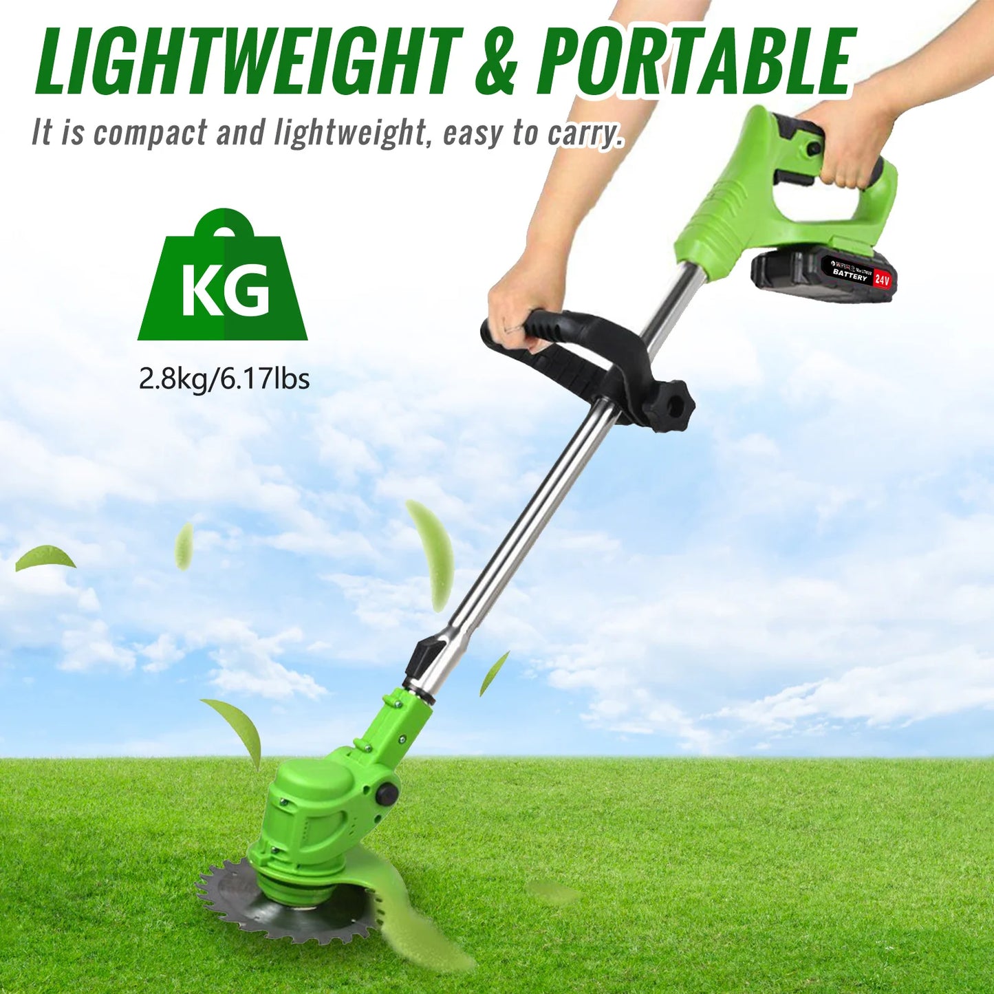 Electric Grass Trimmer 2-in-1 Cordless Cutter With 2x Battery