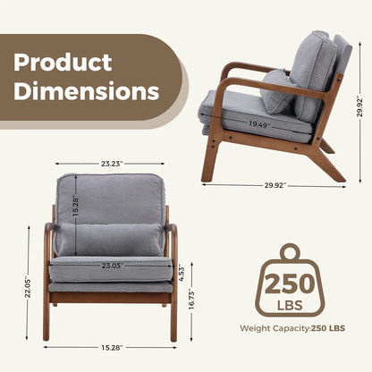 Mid Century Modern Accent Chair with Arms and Waist Cushion