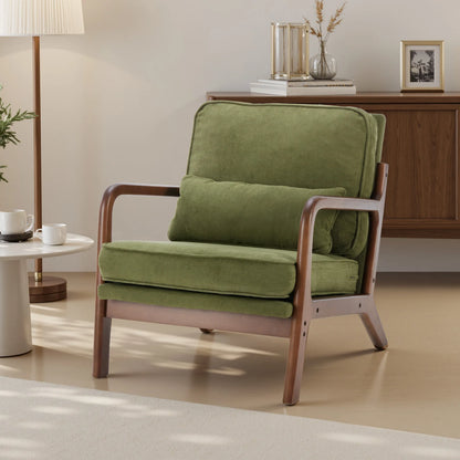 Mid Century Modern Accent Chair with Arms and Waist Cushion