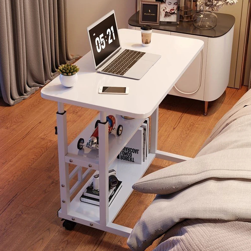 Height Adjustable Multi-Layer Standing Wooden Computer Desk Workstation for Home Office
