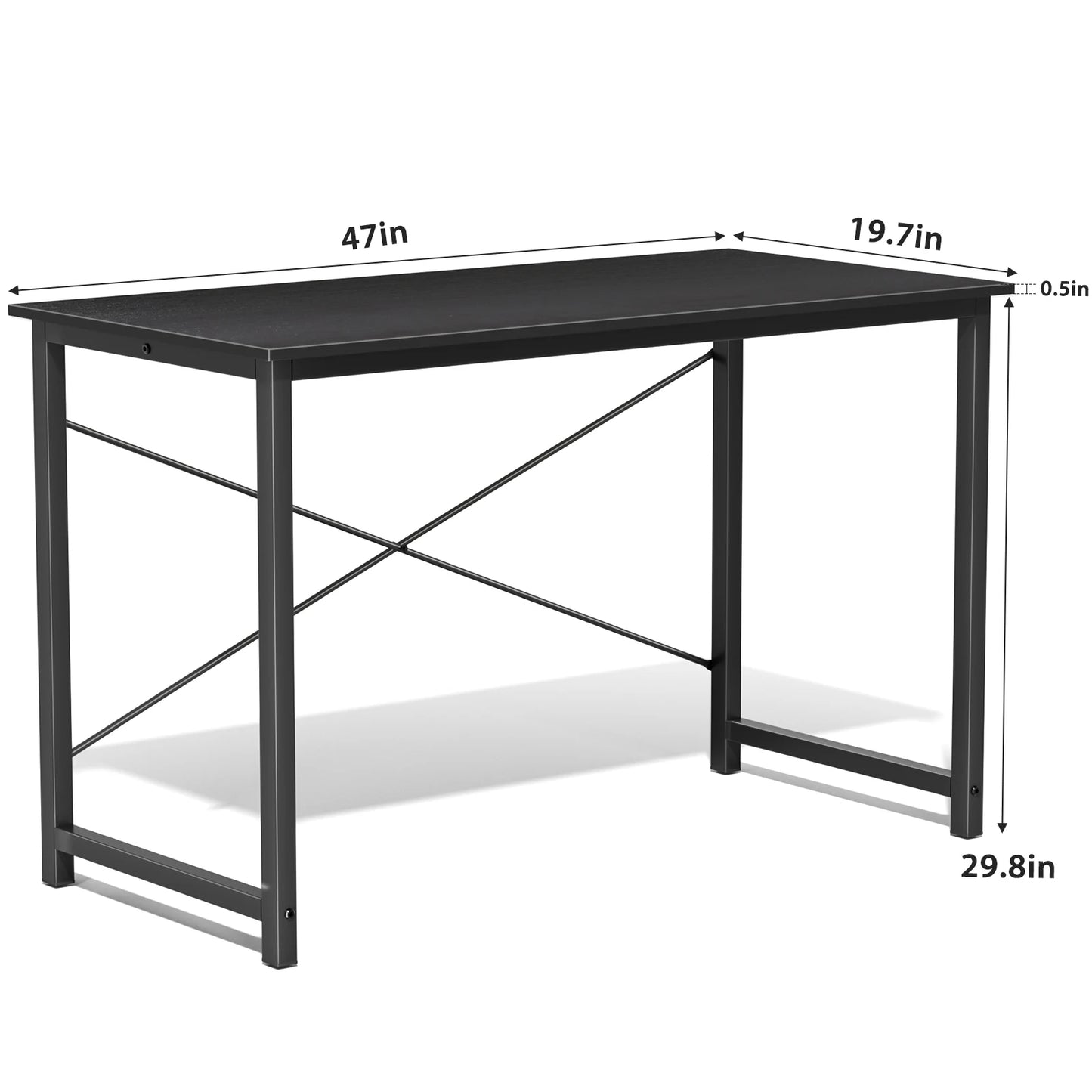 Modern Simple Style Compact Metal Frame Computer, Office, Writing, Study, Gaming Table, Easy Assembly