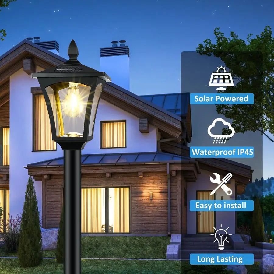 Solar Post Lamp with Planter for Backyard, Pathways