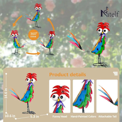 Outdoor Wacky Metal Rooster Yard Decoration