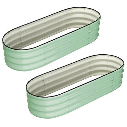2 Pcs 4.5x2x1ft Oval Galvanized Raised Garden Planter Bed