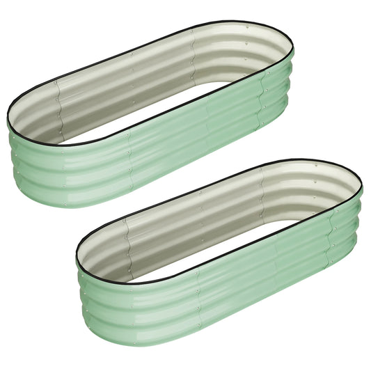 2 Pcs 4.5x2x1ft Oval Galvanized Raised Garden Planter Bed