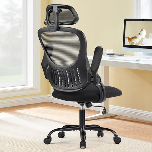 Comfortable Ergonomic Mesh Office, Computer Desk, Flip-up Arms Chair