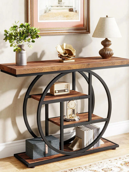 4-Tier Entryway, Console Table, 41.3-Inch Industrial Sofa Table for Living Room