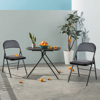 4 Pack Sturdy Metal, Leather Padded Folding Chairs