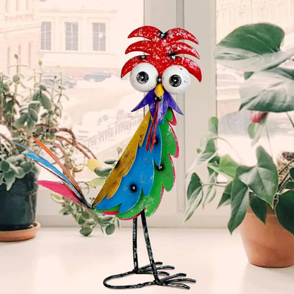 Outdoor Wacky Metal Rooster Yard Decoration
