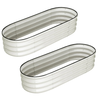 2 Pcs 4.5x2x1ft Oval Galvanized Raised Garden Planter Bed