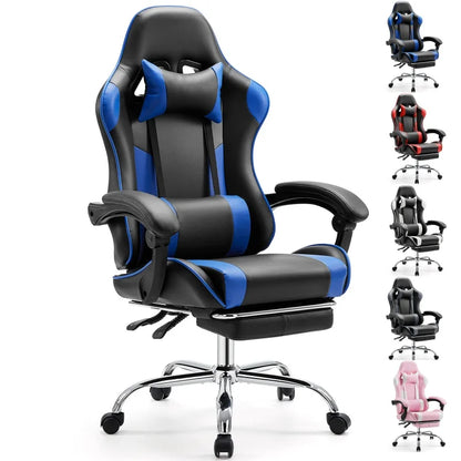 PU Leather Ergonomic Racing style Gaming Chair, Adjustable Swivel with Headrest and Lumbar Support For Office, Computer, gaming Room