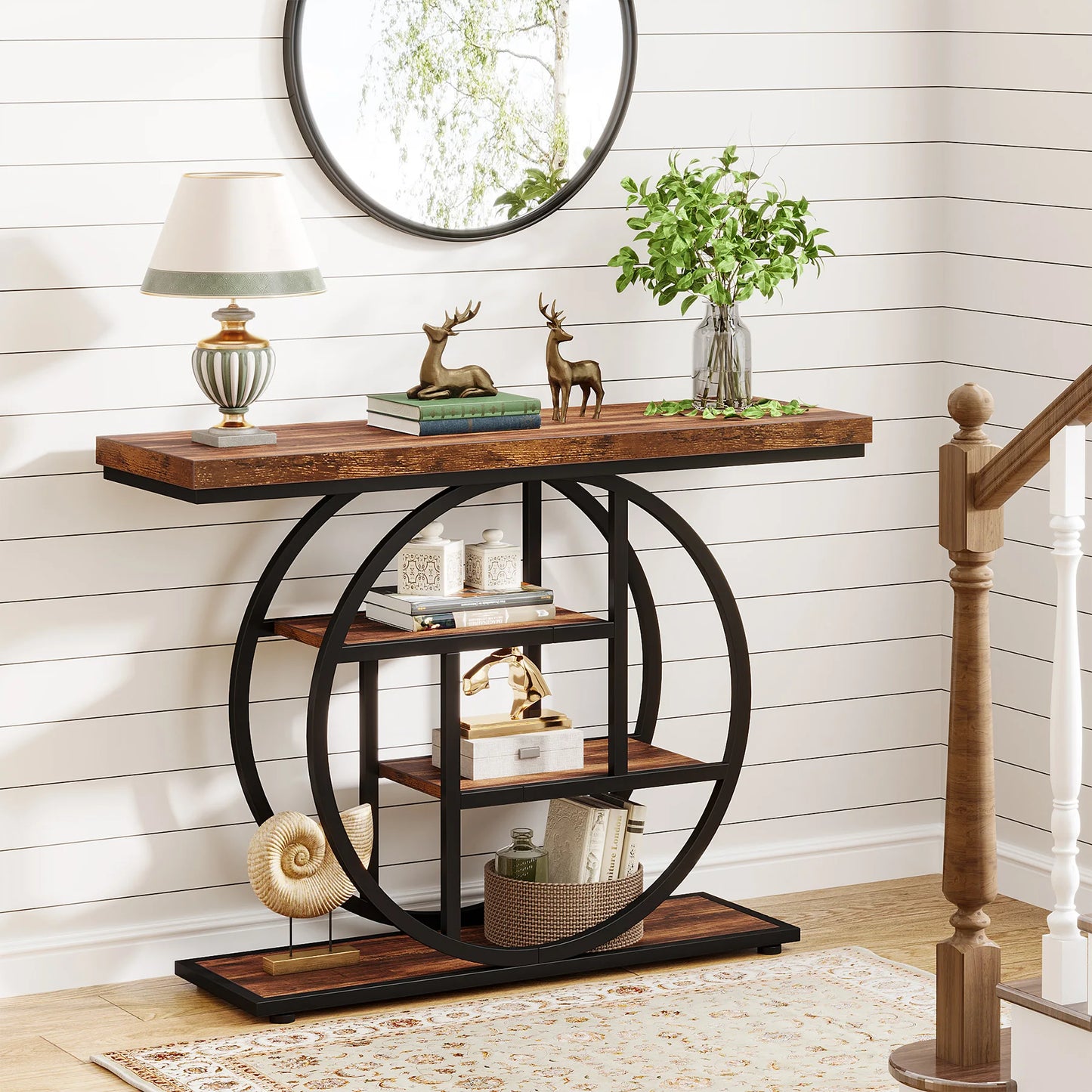 4-Tier Entryway, Console Table, 41.3-Inch Industrial Sofa Table for Living Room