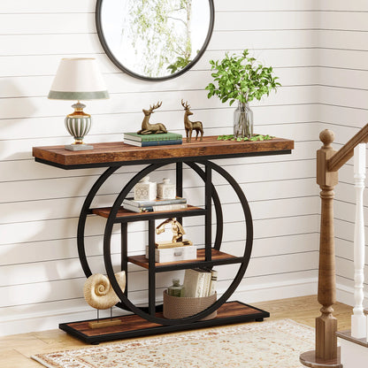 4-Tier Entryway, Console Table, 41.3-Inch Industrial Sofa Table for Living Room