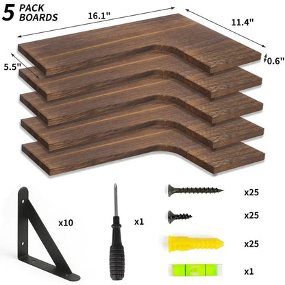 Rustic Wood Floating Corner Shelves Wall Mounted