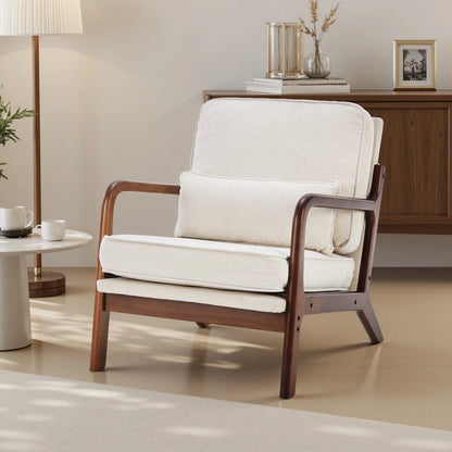 Mid Century Modern Accent Chair with Arms and Waist Cushion