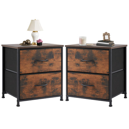 2 Fabric Drawers Bedside Nightstand