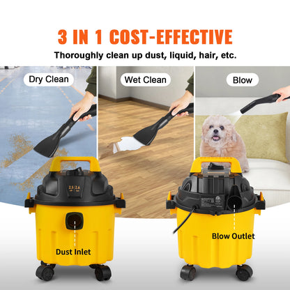 3 in 1 Portable Wet Dry Vac 2.6 Gallon 2.5 HP