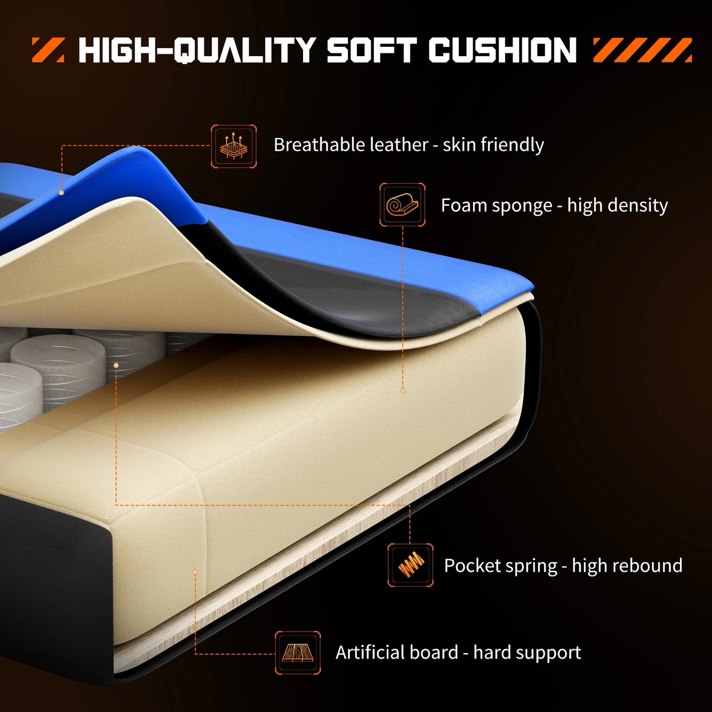 PU Leather Ergonomic Racing style Gaming Chair, Adjustable Swivel with Headrest and Lumbar Support For Office, Computer, gaming Room