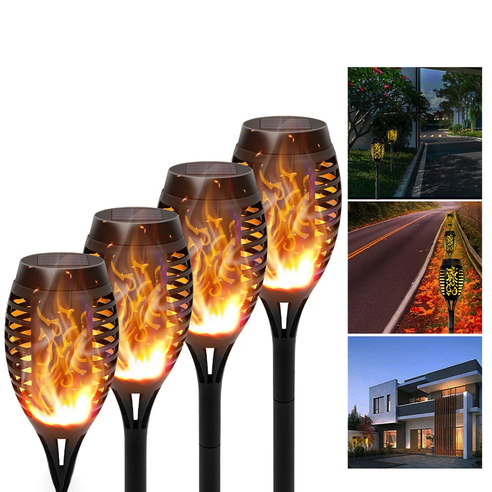4/6/8/12Pcs Solar Powered Flickering Flame LED Torch Light