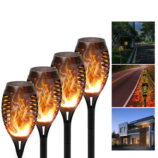 4/6/8/12Pcs Solar Powered Flickering Flame LED Torch Light