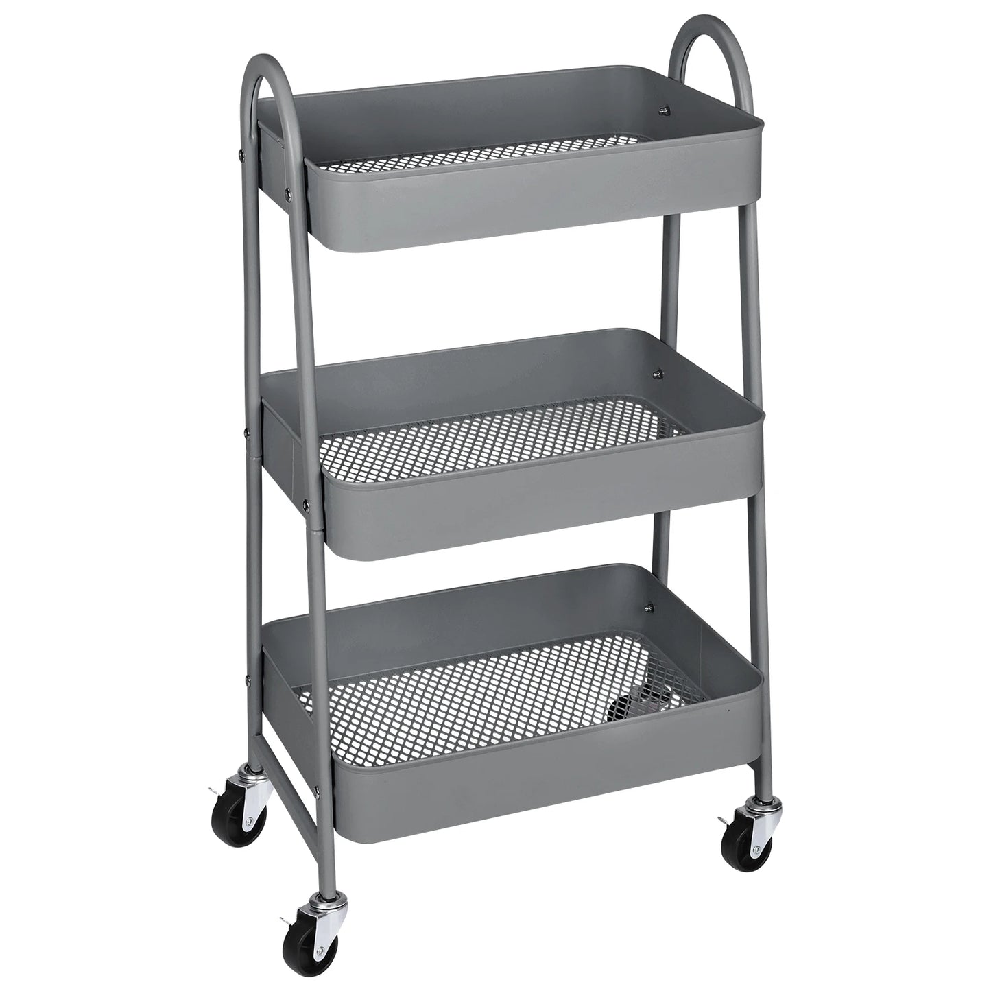 3 Tier Metal Utility Organizer Storage Cart with Lockable Wheels