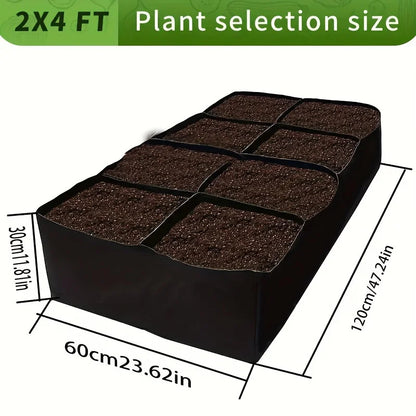 3x6FT Breathable Planter Raised Garden Bed, 128 Gallon 8 Grids Plant Grow Bags