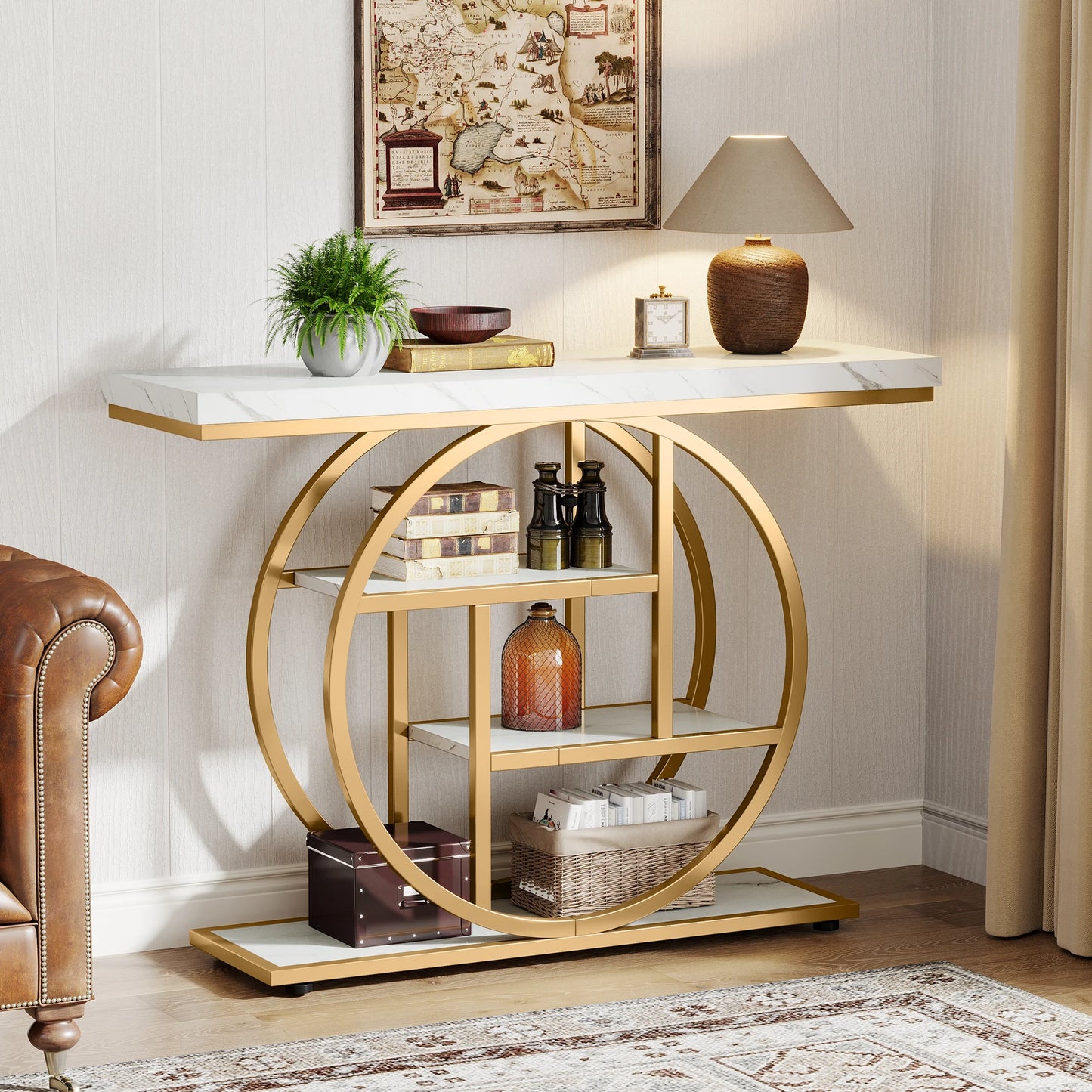 4-Tier Entryway, Console Table, 41.3-Inch Industrial Sofa Table for Living Room