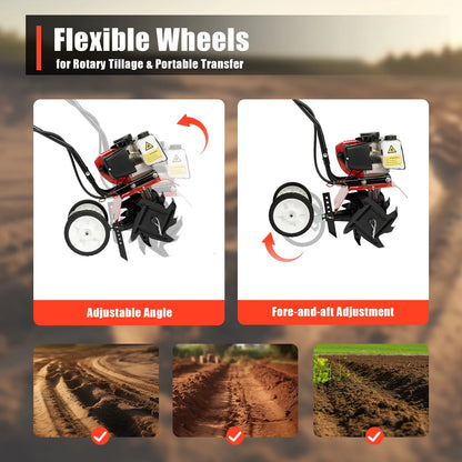 2-stroke Air-Cooled 52CC Gasoline powered Garden Tiller Cultivator