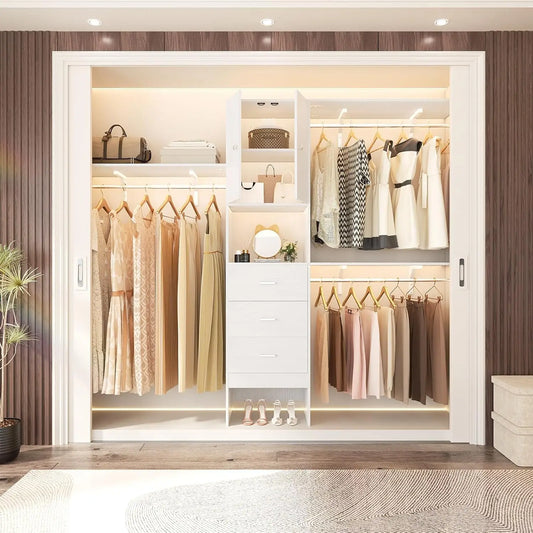 Walk In Closet System with Doors & 3 Shelving Towers