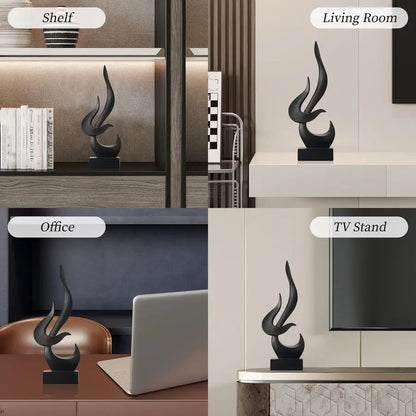 Black Flame Abstract Sculpture Resin Statue Modern Home Decor