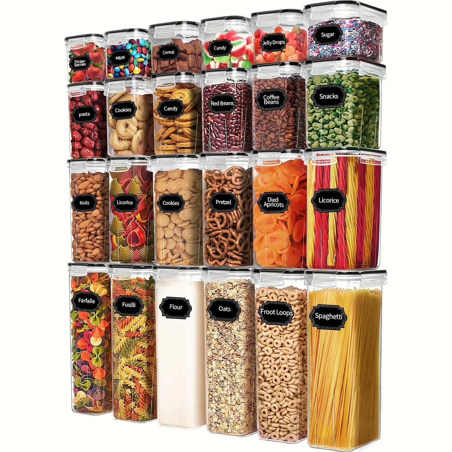 24Piece Airtight BPA-Free Plastic Food Storage Containers Set with 40Labels