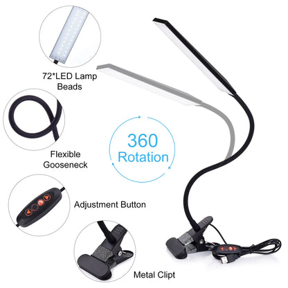 5W LED Clip on Desk Lamp with 3 Modes, Table Lamp