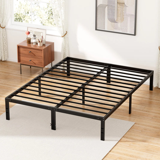 Basic Metal Platform Bed Frame, Twin, Full, Queen, King Size Bedroom Frames with Storage Space, Sturdy Steel Slat Support 350LBS