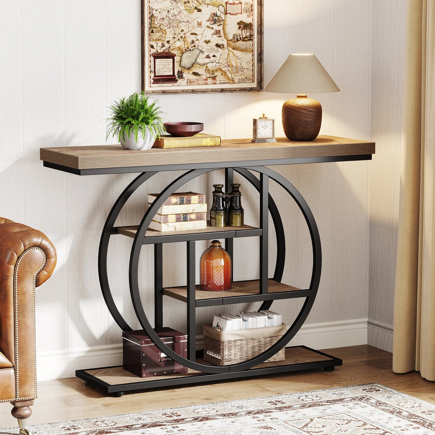 4-Tier Entryway, Console Table, 41.3-Inch Industrial Sofa Table for Living Room