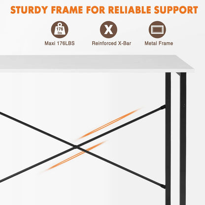 Modern Simple Style Compact Metal Frame Computer, Office, Writing, Study, Gaming Table, Easy Assembly