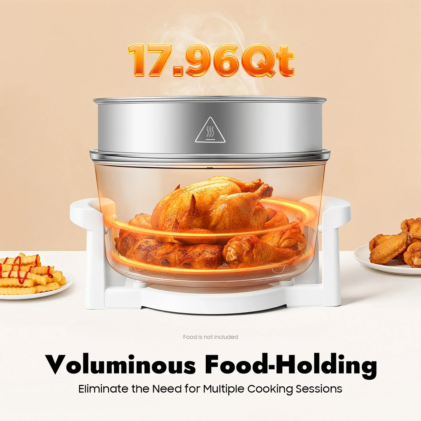 360° Hot Air Circulation Oil-Free Cooker with Grill Rack for Home Kitchen