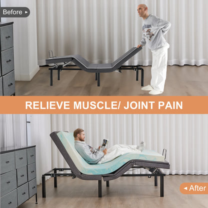 Electric Adjustable, Ergonomic Bed Frame with Wireless Remote, Zero Gravity Bed with 2 USB Ports For Bed Room
