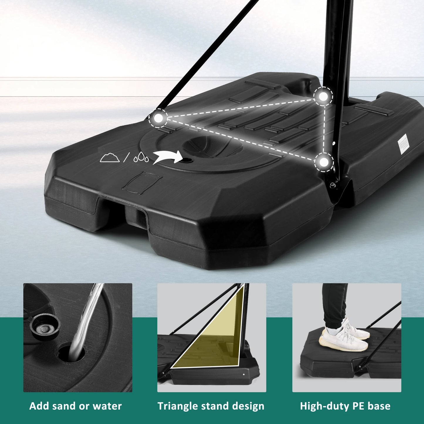 44" Portable Basketball Hoop with Adjustable Height System