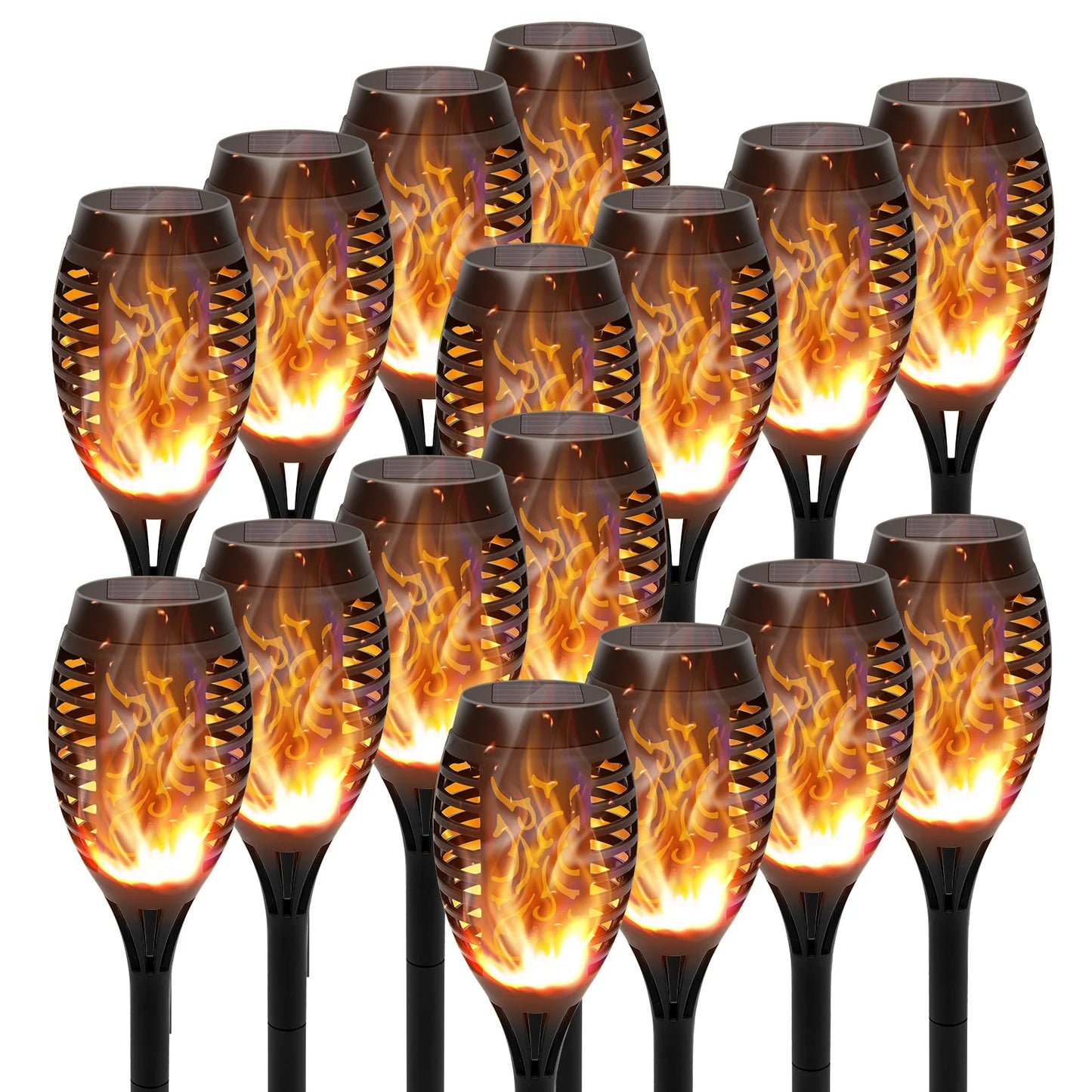 4/6/8/12Pcs Solar Powered Flickering Flame LED Torch Light