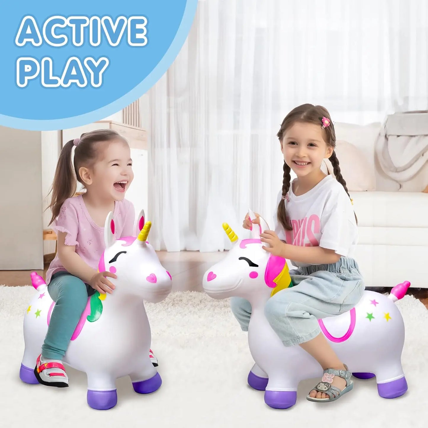 Kids Bouncy Unicorn Horse Ride On Toy