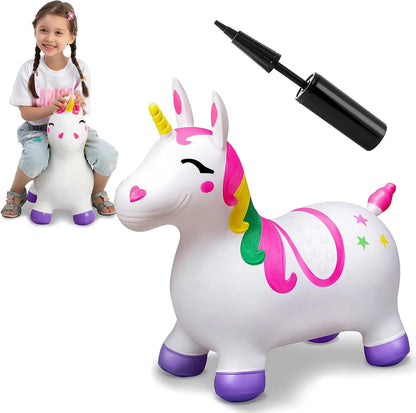 Kids Bouncy Unicorn Horse Ride On Toy