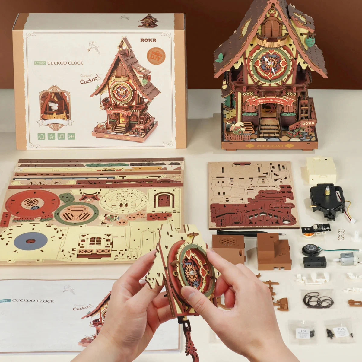 Cuckoo Clock Mechanical 3D Wooden Puzzle Unique Desk Home Decor