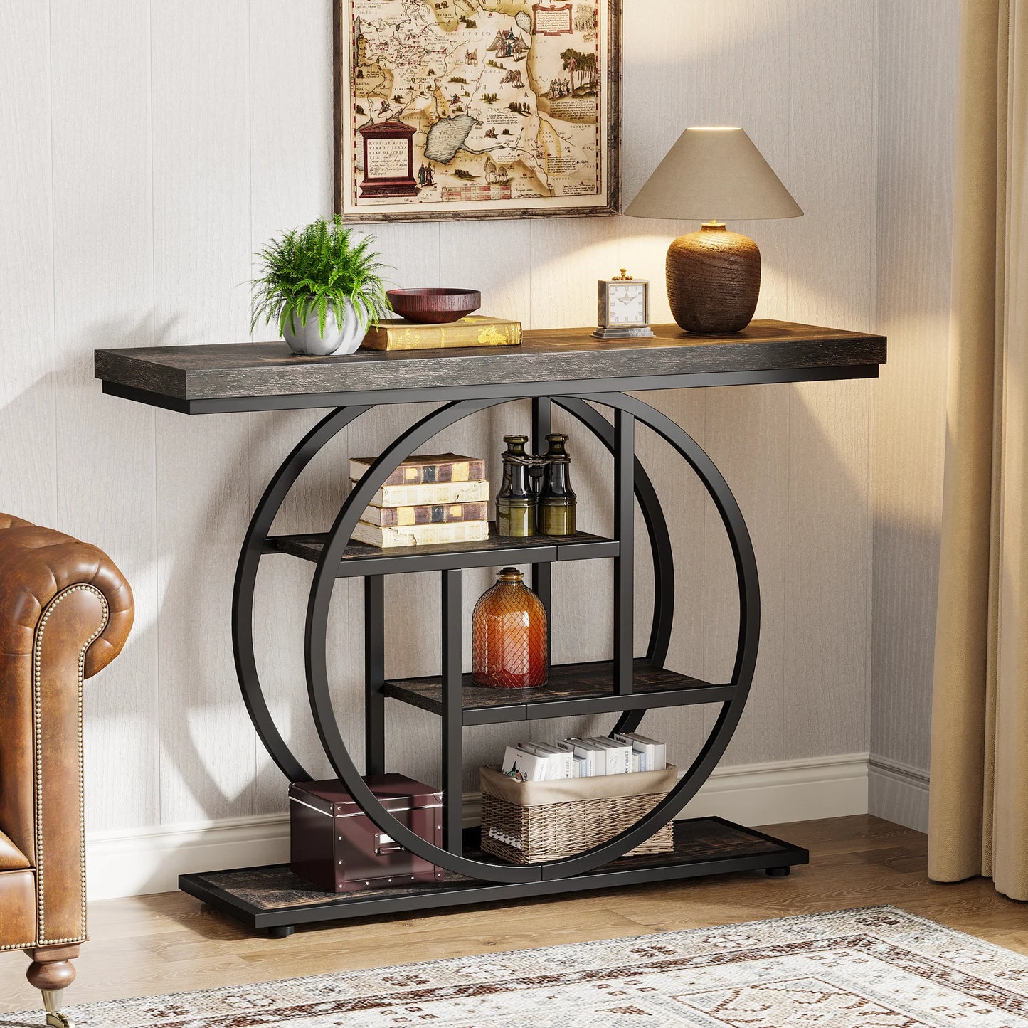4-Tier Entryway, Console Table, 41.3-Inch Industrial Sofa Table for Living Room