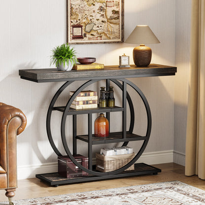 4-Tier Entryway, Console Table, 41.3-Inch Industrial Sofa Table for Living Room